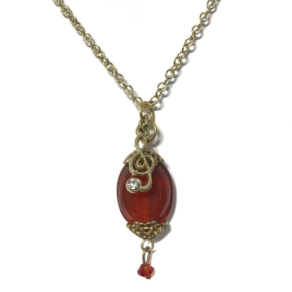 Jewelry - 3 for $25 Orange pendant gold necklace